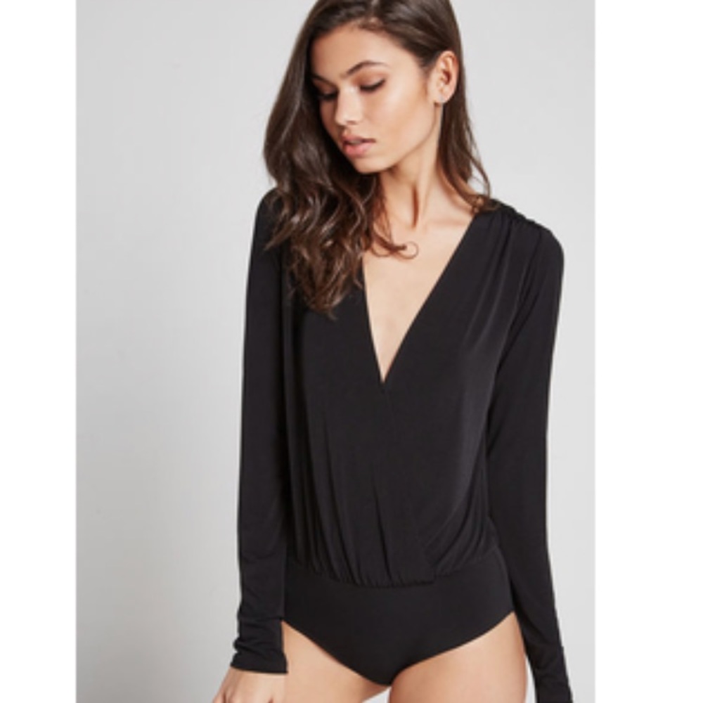 Black Low V Neck Bodysuit